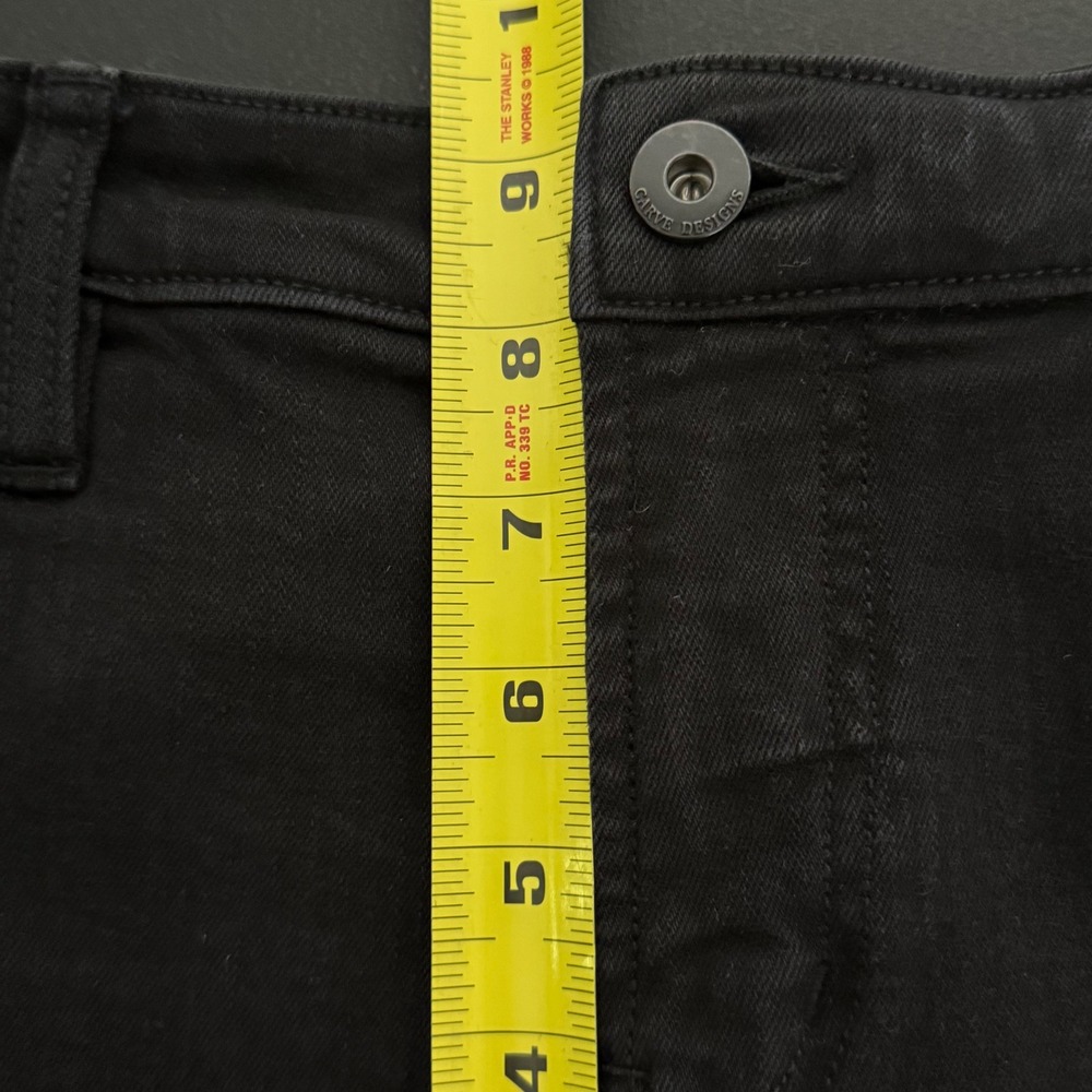 Carve Designs Jeans Womens 8 Black Organic Cotton Stretch Raw Hem Straight Leg - Picture 7 of 10